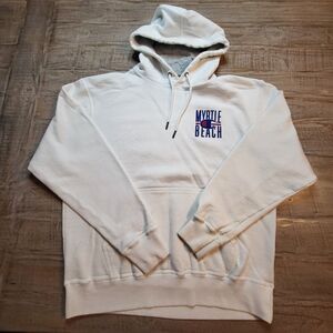 Champion Hoodie Mens Large White Myrtle Beach Sweatshirt Long Sleeve Adult